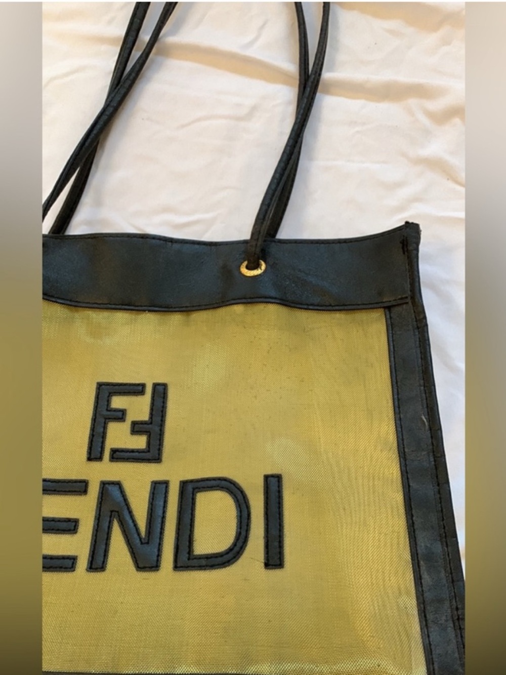 Fendi Black and Gold Mesh & Leather Tote Bag - Picture 4 of 10